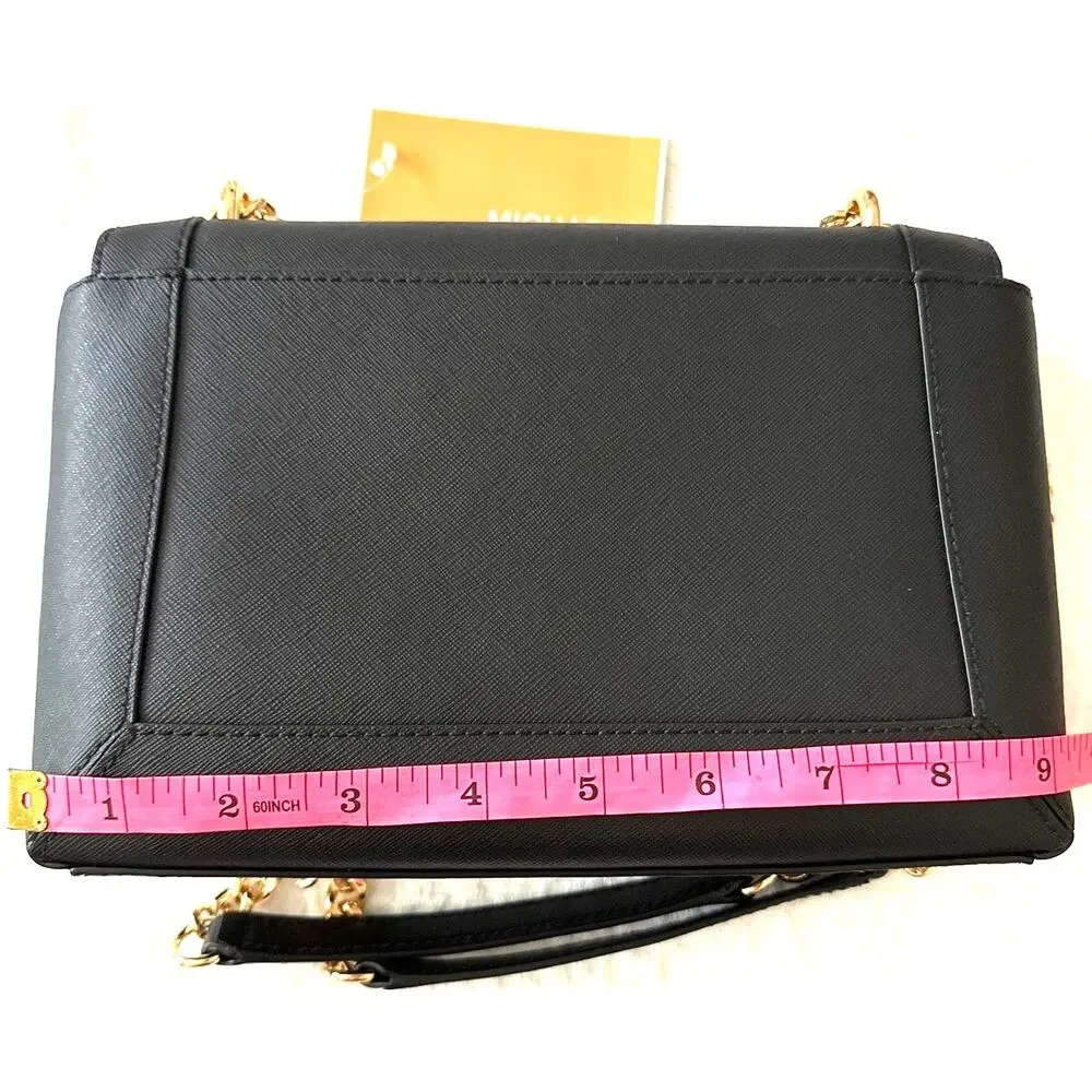 Michael Kors Sallie Crossbody Chain Strap Leather Small Black NWT